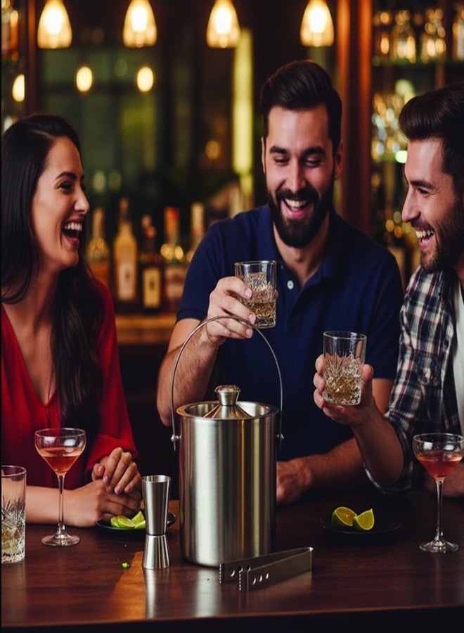 finality Double Walled Stainless Steel Insulated Ice Bucket with Lid and Ice Tong and peg Measure [1.5 Liter] | Keeps Ice Cold for 6 h | Great bar Tools for Home bar Accessories, Mini bar, Wine - Image 4